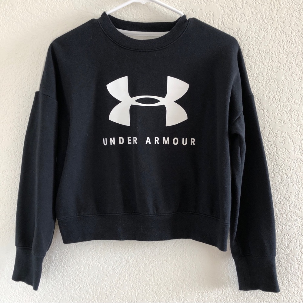 Under Armour Graphic Black White Sweatshirt Youth Sz Large